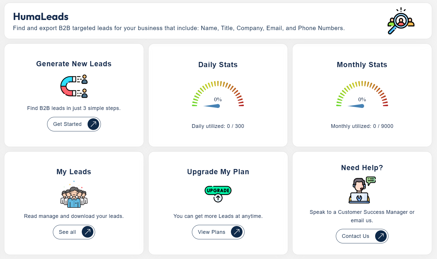 Huma Leads Create Leads List, Fetch Leads, all campaigns, download leads list data