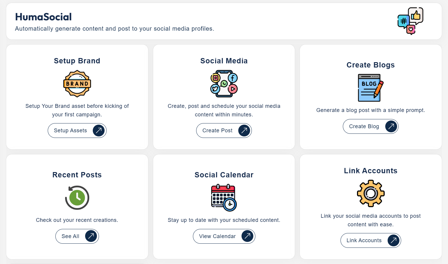 Huma Social Module - Automatically generate content and post to your social media profiles.